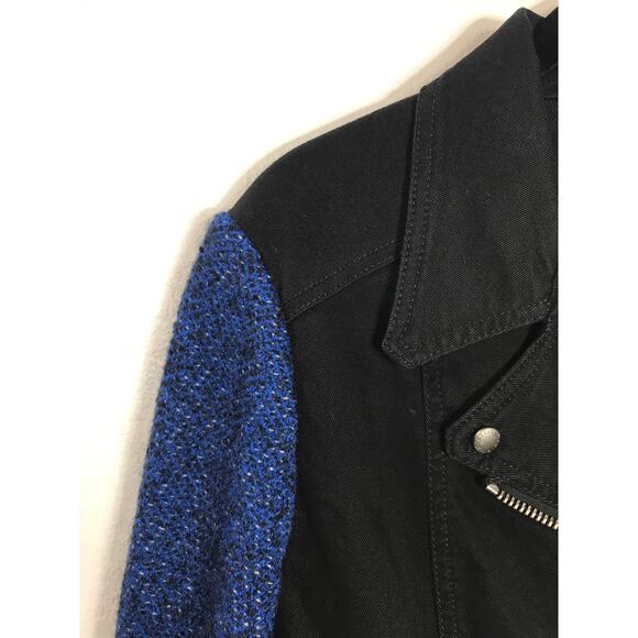 Stella McCartney Black Denim Mixed Blue Wool Sleeves Zip Jacket 44/ Medium - Picture 5 of 11